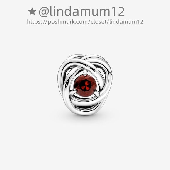 Pandora January Red Eternity Circle Charm - Picture 3 of 5
